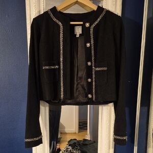 Tristan Black Blazer with Silver Beaded Accents